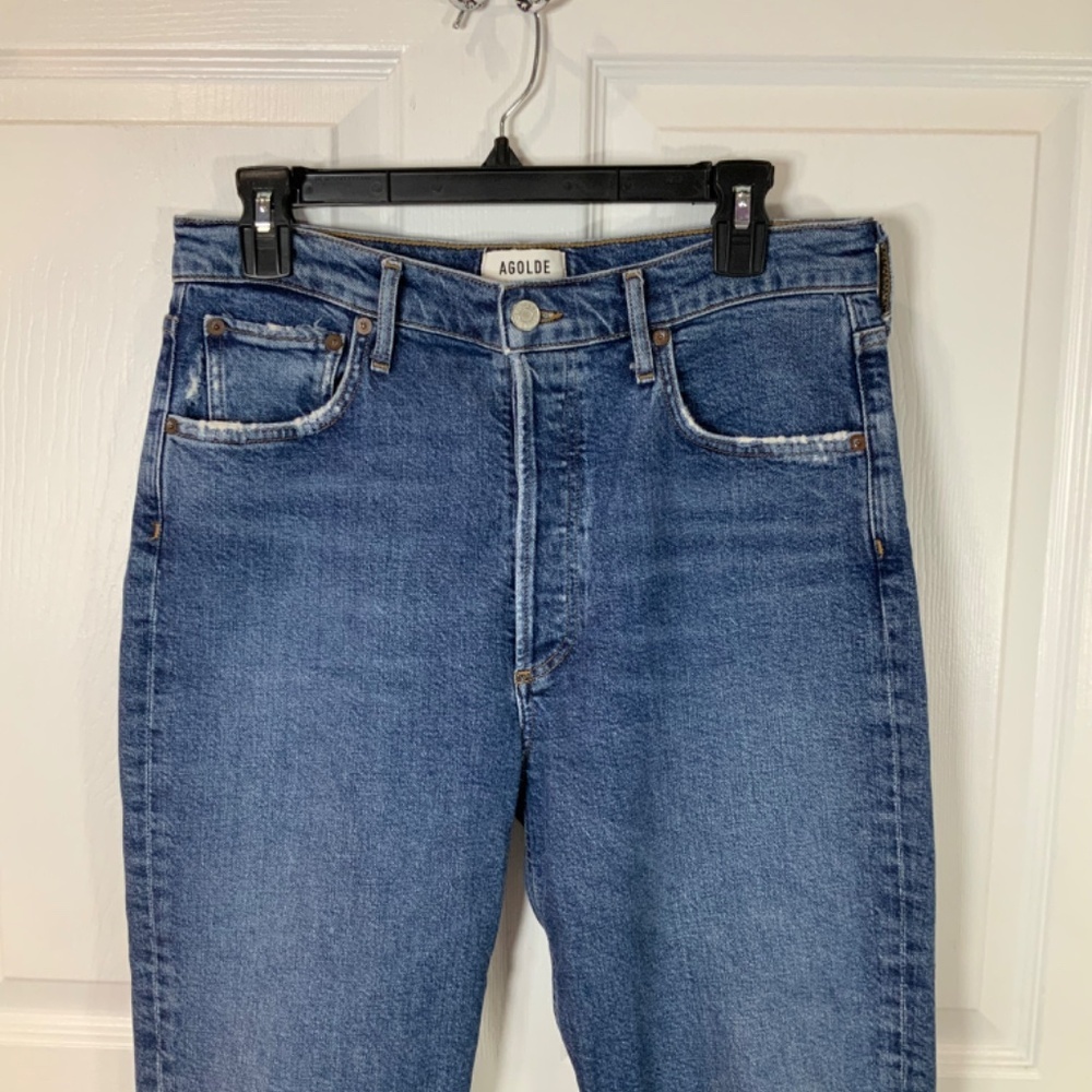Agolde Crop Riley 5 Button Straight High Rise Jeans Size 29 - Picture 4 of 10